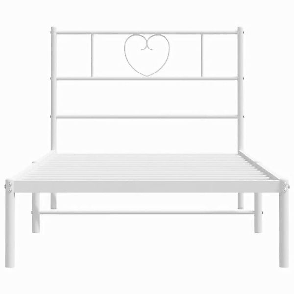 vidaXL Bettgestell Bettrahmen mit Kopfteil Metall Weiß 90x190 cm Bett Bettg günstig online kaufen