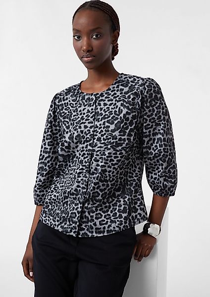 comma Kurzarmbluse Bluse Popeline-Bluse mit Puffärmeln günstig online kaufen