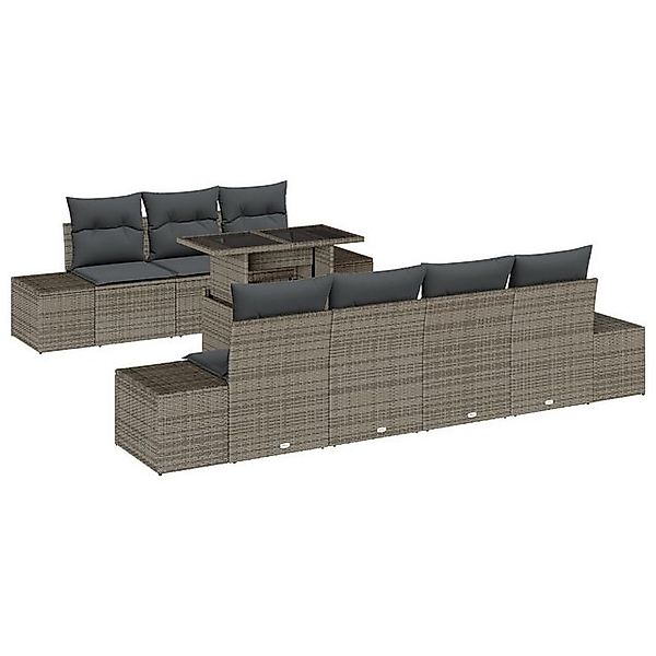 vidaXL Loungesofa 8-tlg. Garten-Sofagarnitur mit Kissen Grau Poly Rattan, 8 günstig online kaufen