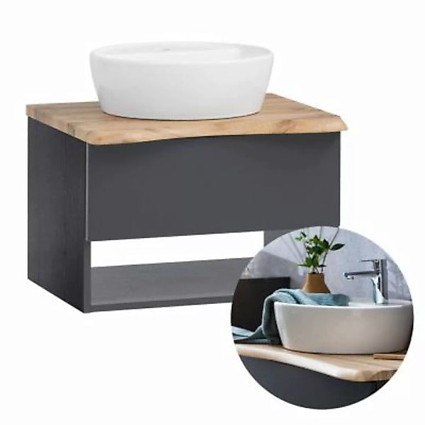 Lomadox Badezimmer Waschtisch mit Aufsatzwaschbecken KAHLA-03 in graphit mi günstig online kaufen
