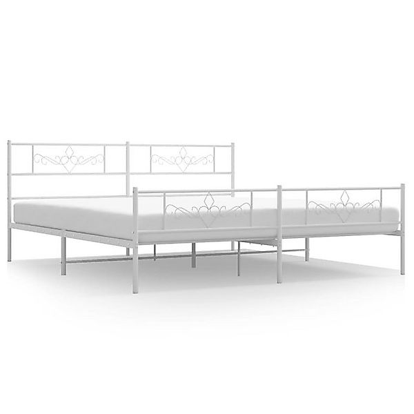 vidaXL Bettgestell, Bettrahmen mit Kopf- und Fußteil Metall Weiß 183x213 cm günstig online kaufen