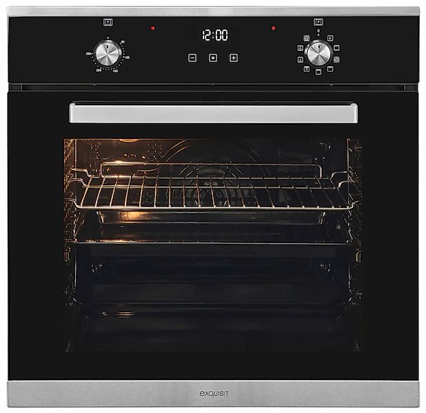 exquisit Backofen »EBE76-9-H-020 inox«, mit 1-fach-Teleskopauszug, Heißluft günstig online kaufen