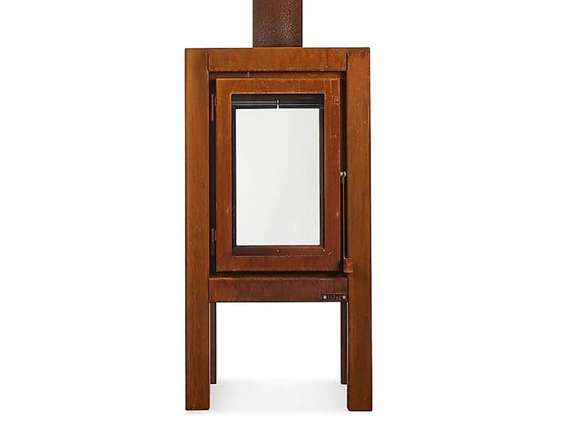 Quaruba Terrassenkamin Corten-Stahl Ohne Rollen XXL 4 Seiten Glas günstig online kaufen