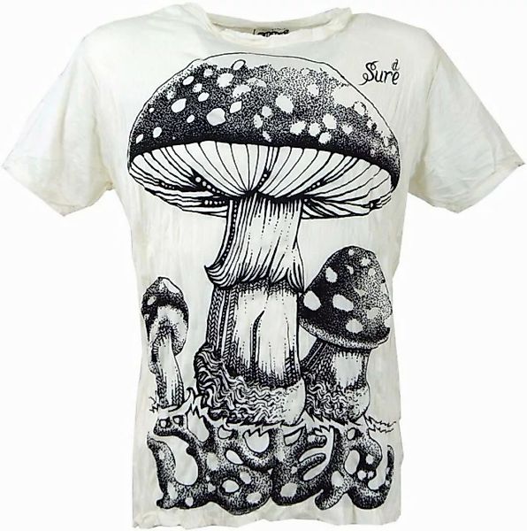 Guru-Shop T-Shirt Sure Herren T-Shirt Fliegenpilz - weiß Goa Style, Festiva günstig online kaufen