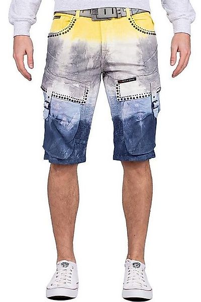 Cipo & Baxx Jeansshorts Kurze Hose BA-CK211 Gelb W40 Nieten im Cargo Style günstig online kaufen