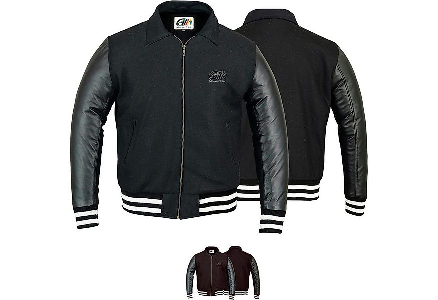 German Wear Collegejacke CJ003 Collegejacke Blouson Wolljacke Lederärmel günstig online kaufen