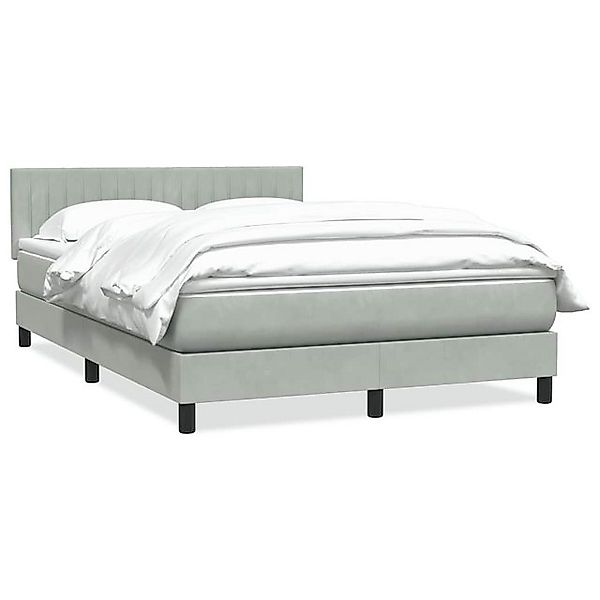 vidaXL Boxspringbett, Boxspringbett mit Matratze Hellgrau 140x220 cm Samt günstig online kaufen