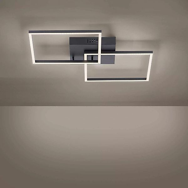 LED-Deckenleuchte Iven, dim, schwarz, 53x53cm günstig online kaufen