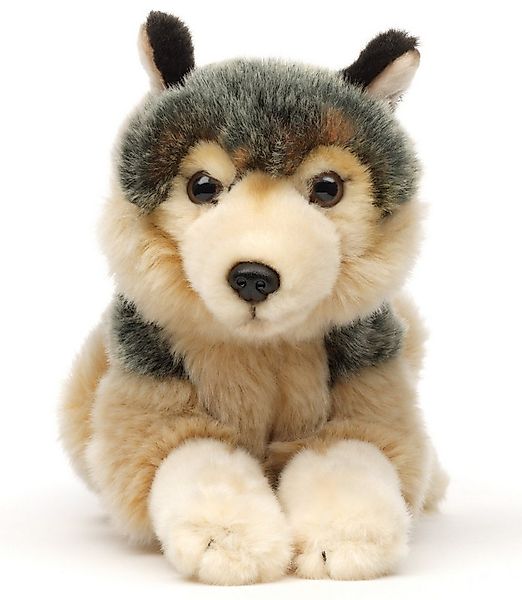 Uni-Toys Kuscheltier Grauwolf Junges, liegend - 22 cm (Länge) - Plüsch-Wolf günstig online kaufen