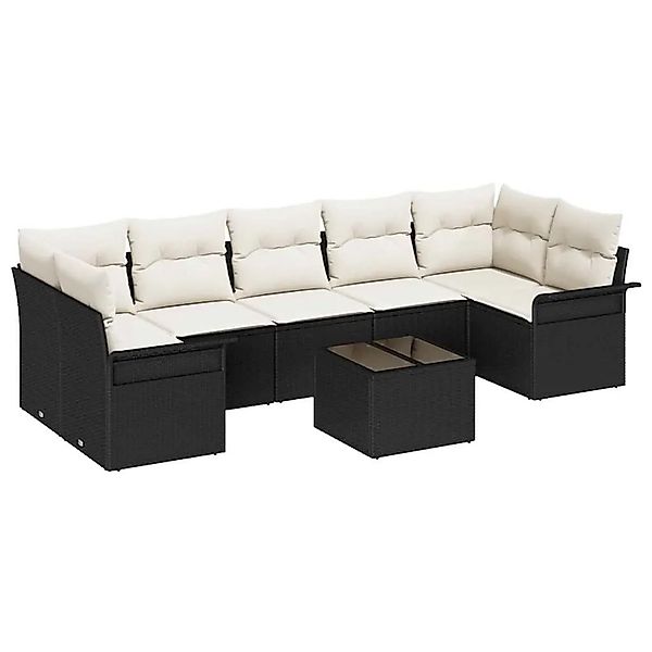 vidaXL Gartensofa-set mit Kissen 8-Tlg Schwarz und Creme Poly-Rattan 335394 günstig online kaufen