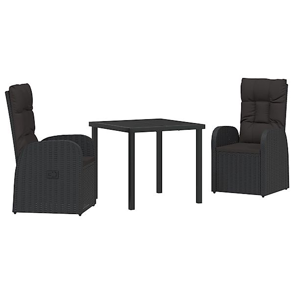 vidaXL Garten Essgruppe mit Kissen 3-Tlg Schwarz Poly Rattan 3379520 günstig online kaufen
