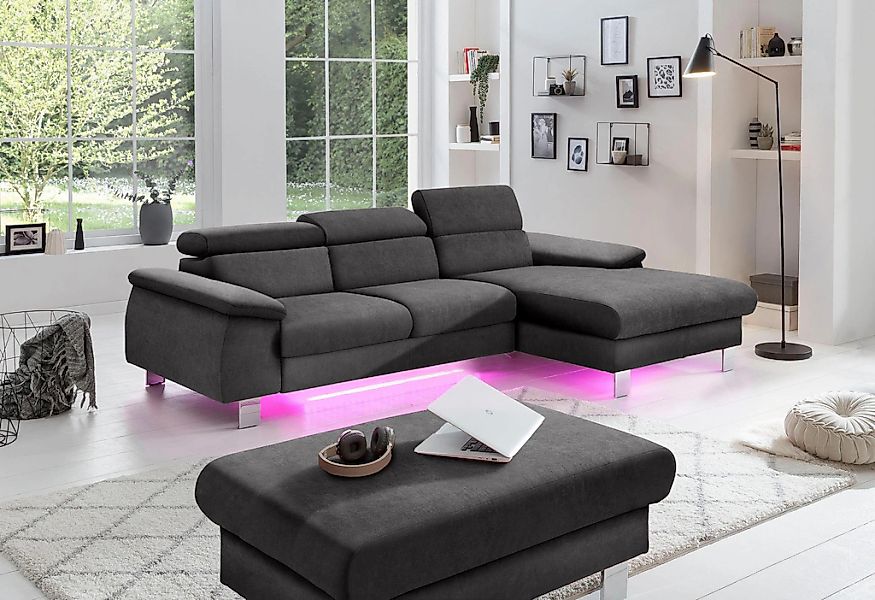 COTTA Ecksofa "Komaris L-Form, B: 244 cm" mit Kopfteilverstellung, optional günstig online kaufen