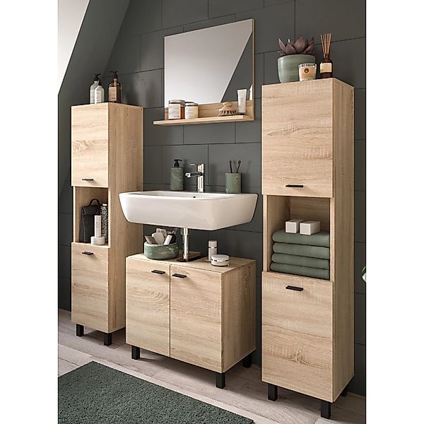 Inn.Furn Badmöbel-Set Eiche Hängend oder Stehend 4-teilig 140 cm Lowell günstig online kaufen