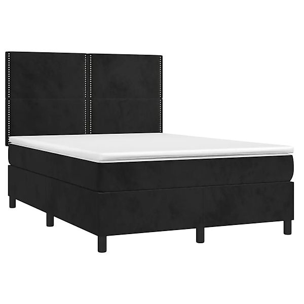 vidaXL Boxspringbett mit Matratze & LED Schwarz 140x200 cm Samt 3136067 günstig online kaufen