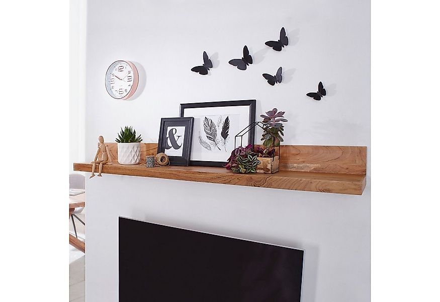 FINEBUY Wandregal SuVa2532_1 Massivholz Akazie Holzregal Landhausstil Wandb günstig online kaufen