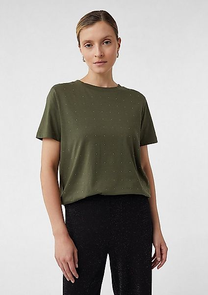 comma Kurzarmshirt T-Shirt T-Shirt mit dezenten Schmucksteinen günstig online kaufen