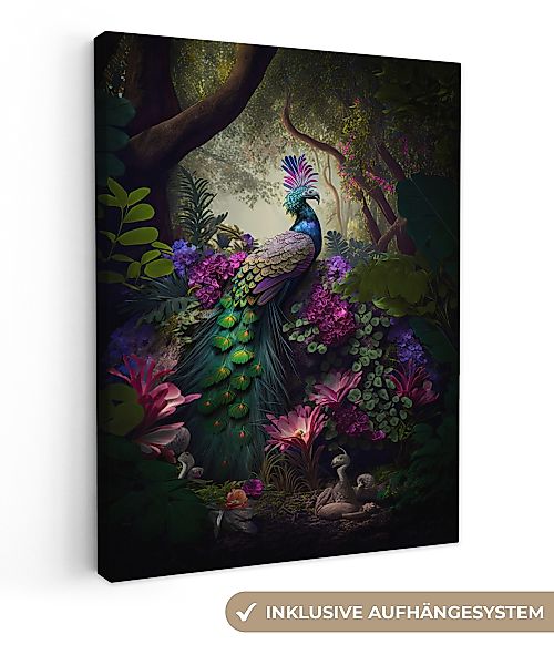OneMillionCanvasses® Leinwandbild Pfau - Dschungel - günstig online kaufen