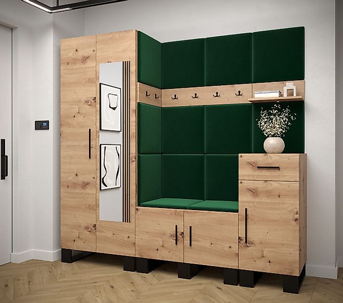 ABIKS MÖBEL Garderoben-Set ARTIN Set 13 Garderobe mit gepolsterten Paneelen günstig online kaufen