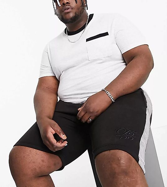 Duke Plus – Shorts im Bahnendesign mit Stickerei-Schwarz günstig online kaufen