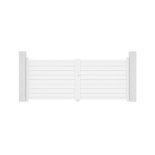 Casanoov Flügeltor 3 5M Eiger H 140Cm Weißaluminium & Bunker B500 Motorisie günstig online kaufen
