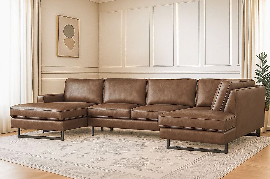 Home affaire Wohnlandschaft "Pinto, 350 cm, U-Form, XXL, mit Ottomanen" Cor günstig online kaufen