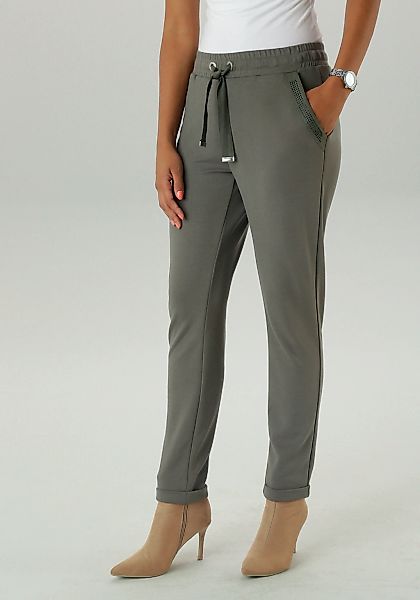 Aniston SELECTED Schlupfhose, mit Glitzersteinen an den Eingriffstaschen günstig online kaufen
