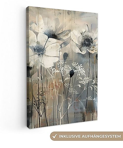 OneMillionCanvasses® Leinwandbild Blumen - Pflanzen - Grau - Abstrakt, Foto günstig online kaufen