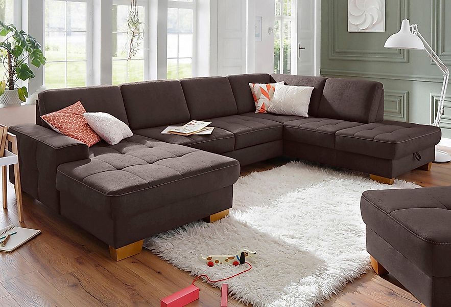 Home affaire Wohnlandschaft "Puccini U-Form", mit Federkern, Sitztiefenvers günstig online kaufen