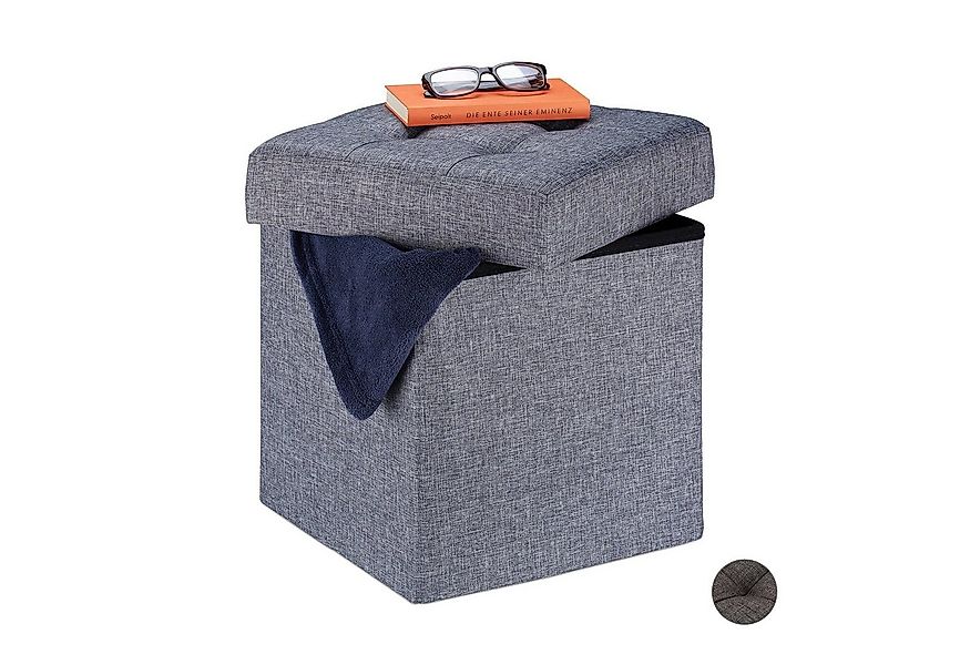 relaxdays Sitzhocker mit Stauraum, Dunkelgrau günstig online kaufen