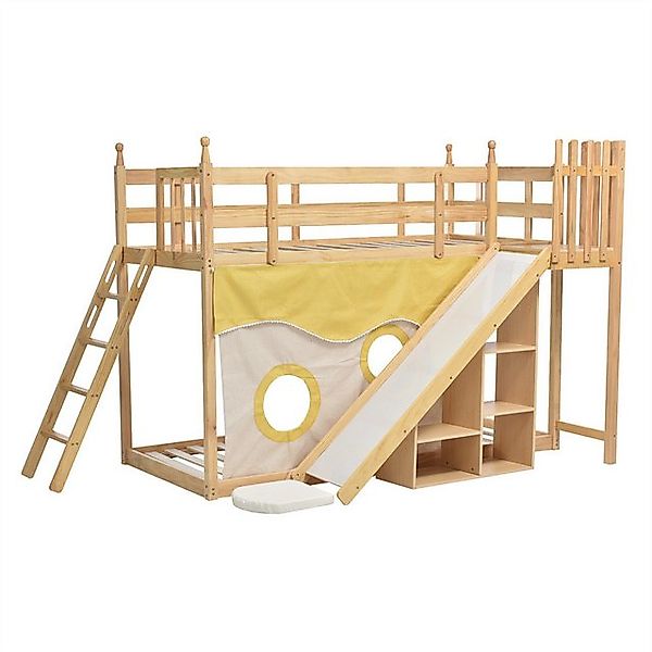 autolock Kinderbett Etagenbett,Holzbett mit Treppe und Zäune,Rahmen aus Kie günstig online kaufen
