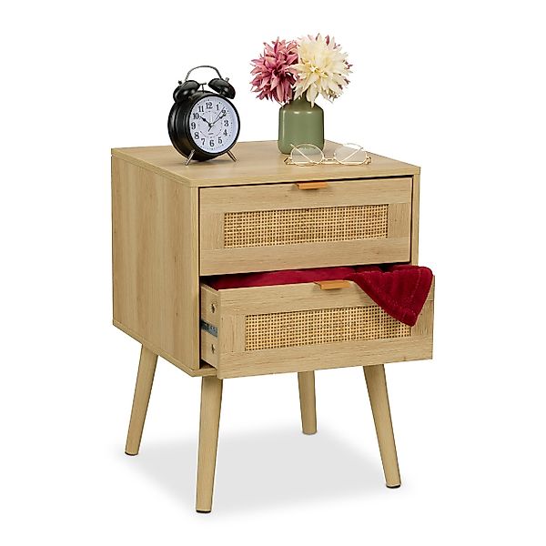 relaxdays Nachttisch im Rattan Design 2 günstig online kaufen