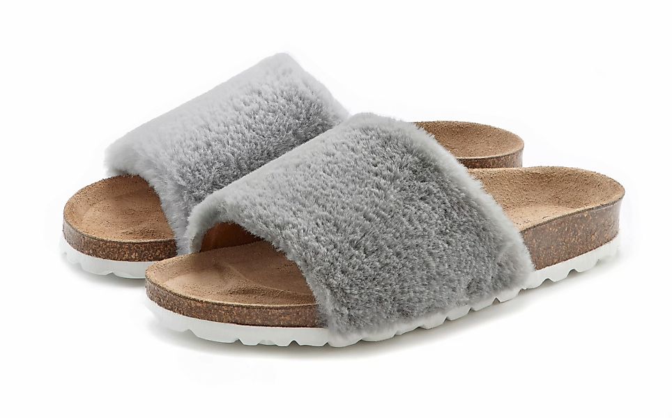 LASCANA Pantolette "Hausschuh,", Mule, Sandale, offener Schuh, Korkfußbett, günstig online kaufen