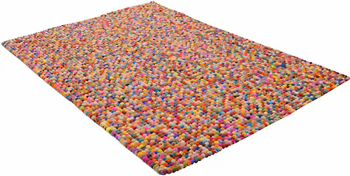 THEKO Wollteppich »Felty 2.2«, rechteckig, 22 mm Höhe, Filzkugel-Teppich, r günstig online kaufen