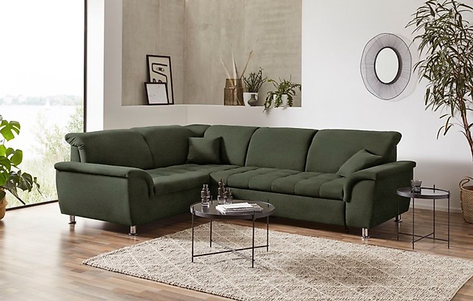 DOMO collection Ecksofa »Franzi, zeitlos und elegant, moderne Sitzheftung, günstig online kaufen