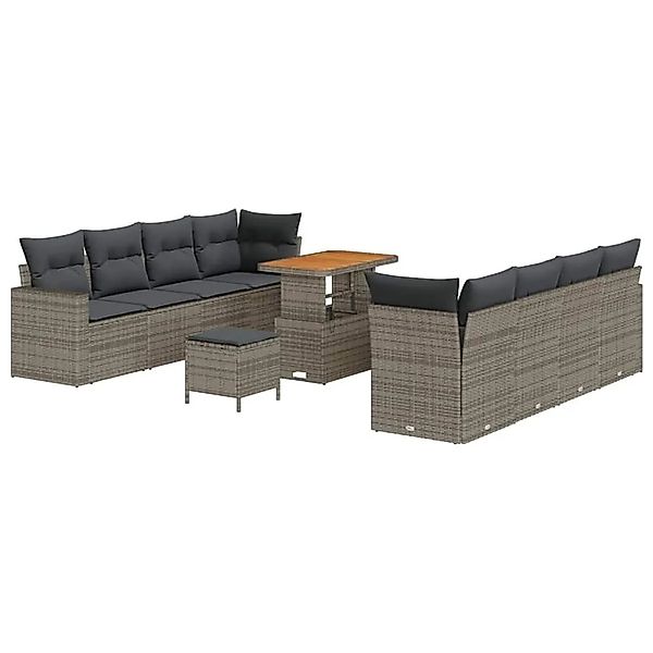 vidaXL Gartensofa-Set mit Kissen 12 Stk Grau Poly-Rattan 3363543 günstig online kaufen