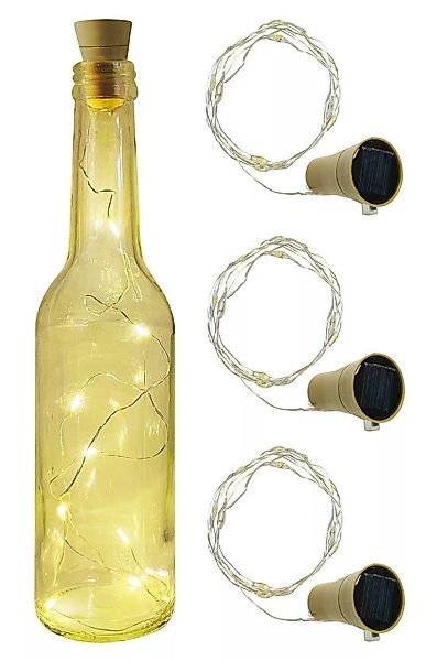 Solar LED Flaschenlicht 3 Stück Lichterkette mit Korken für Weinflasche War günstig online kaufen
