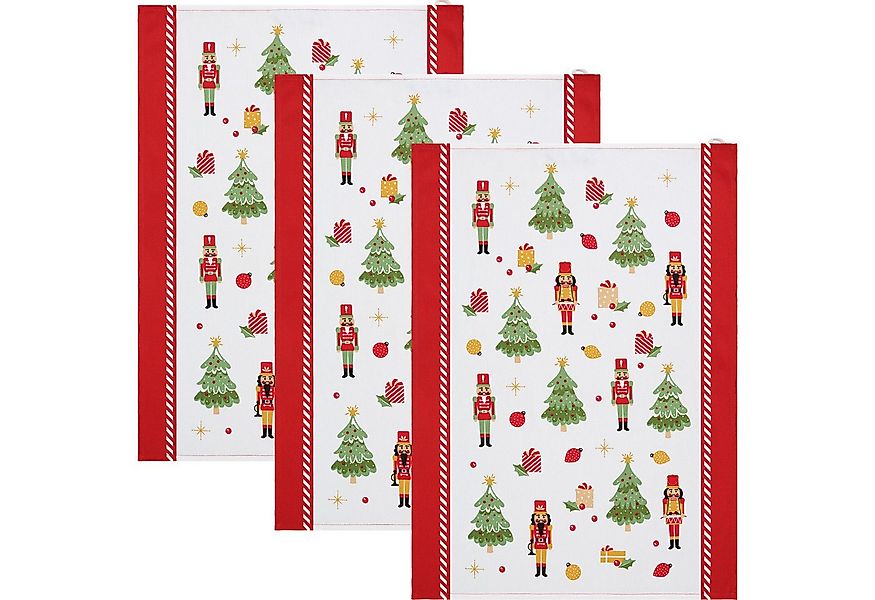 Erwin Müller Geschirrtuch Geschirrtuch "Nussknacker" 3er-Pack, Baumwolle Mo günstig online kaufen