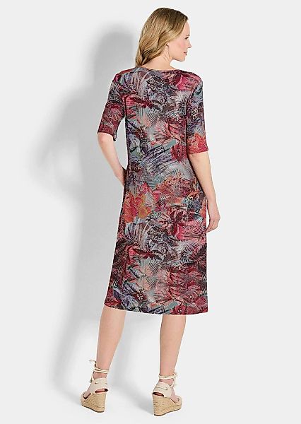 GOLDNER Sommerkleid "Kurzgröße Florales Druckkleid mit Rundhals" Taillennah günstig online kaufen