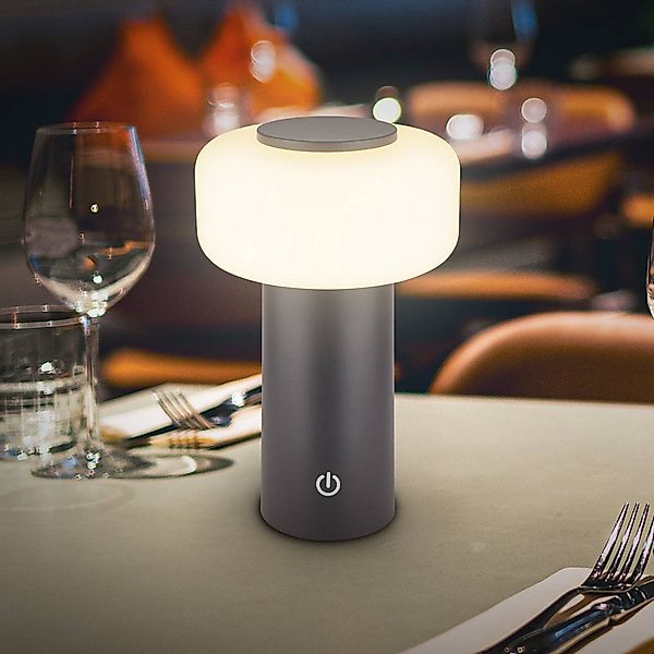 LED-Akku-Tischleuchte Juna, anthrazit, IP44, dimmbar, 20 cm günstig online kaufen