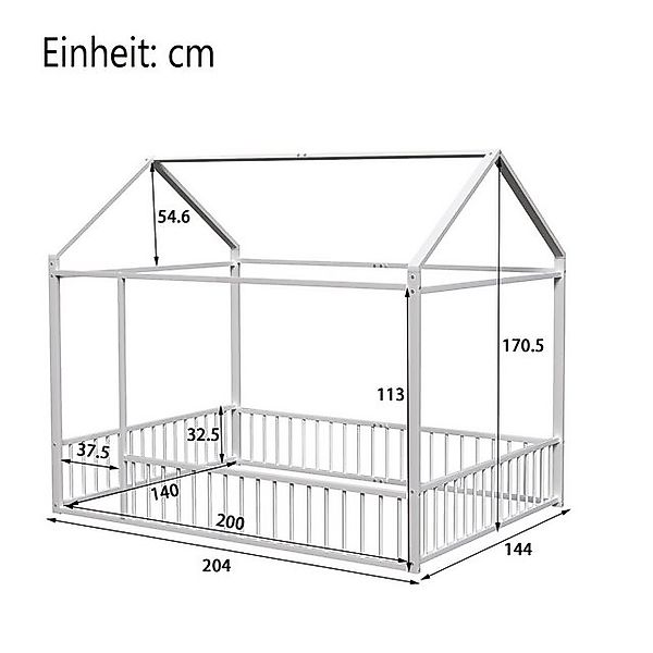 Celya Metallbett Kinderbett Hausbettrahmen mit Zaun für Kinder, Teenager,Mä günstig online kaufen