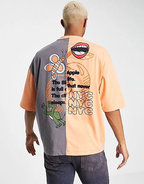 ASOS DESIGN – Oversize-T-Shirt im Blockfarbendesign mit Cartoon-Print auf d günstig online kaufen