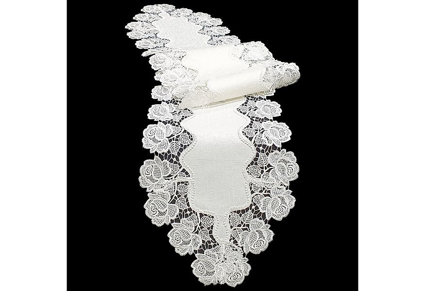 Stoffschmiede Tischdecke / Spitze / Rose / 28x160cm günstig online kaufen