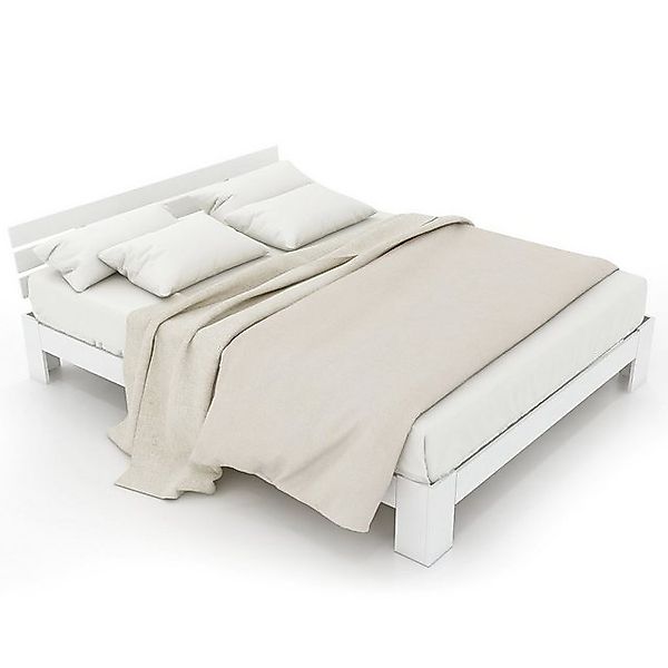 Sweiko Jugendbett, Massivholzbett Kiefer, Doppelbett mit Kopfteil, 200x140 günstig online kaufen