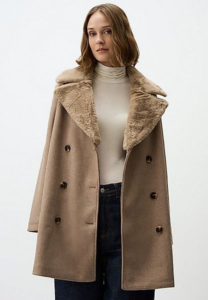 Jimmy Key Wintermantel Beige Kunstleder Kragen günstig online kaufen