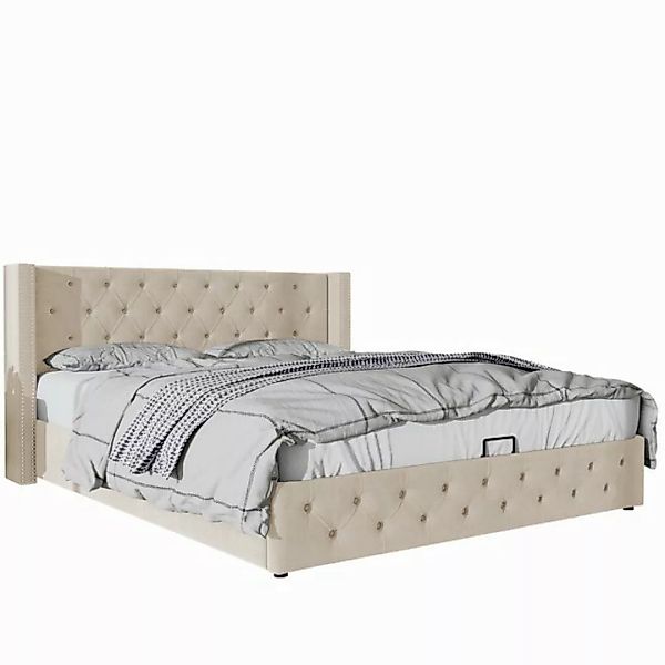 Flieks Polsterbett, Samt Hydraulisches Funktionsbett Doppelbett 180x200cm günstig online kaufen