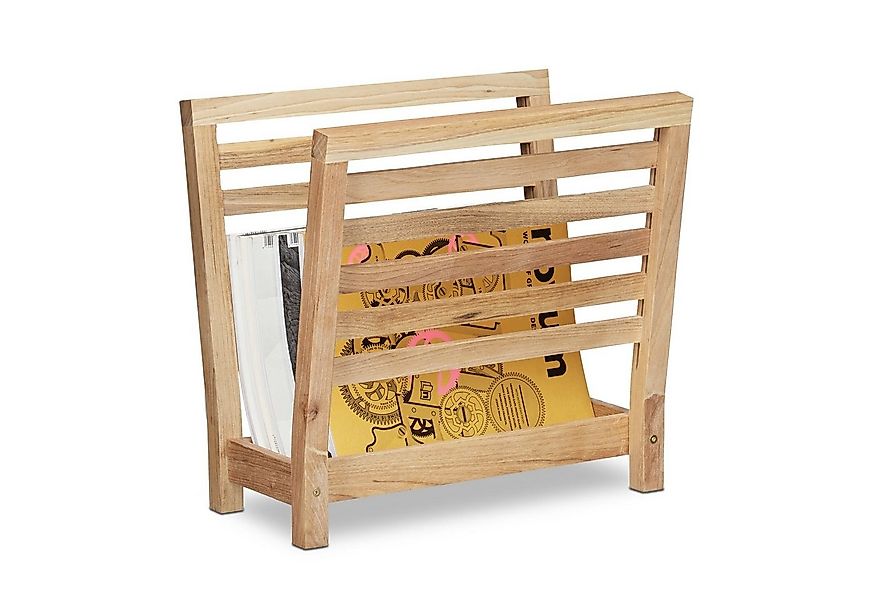 relaxdays Zeitungsständer Walnuss günstig online kaufen