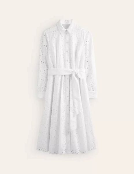 Kate Midi-Hemdblusenkleid mit Stickerei Damen Boden, Weiß günstig online kaufen