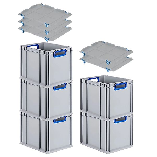 PROREGAL Spar Set 5x Eurobox Nextgen Color Mit Auflagedeckel & Schiebeschna günstig online kaufen