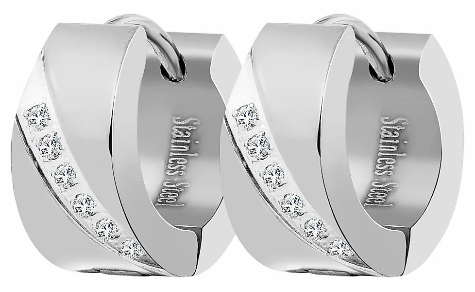 Adelia´s Klappcreolen "Damen Ohrringe – Klappcreole aus Edelstahl mit Stras günstig online kaufen