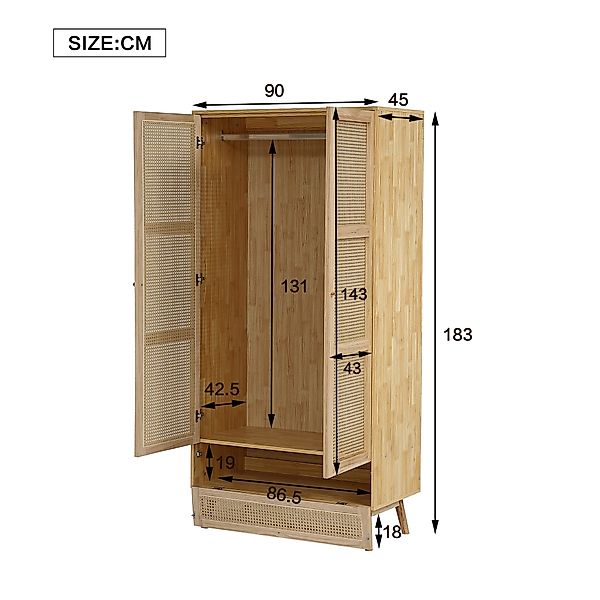 TavilaEcon Kleiderschrank 2-türiger Kleiderschrank mit Stange,mit günstig online kaufen